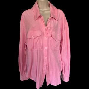 EUC Good American Pink Terry Cloth Swim Coverup Shacket Size 3/4 or Lg / XL